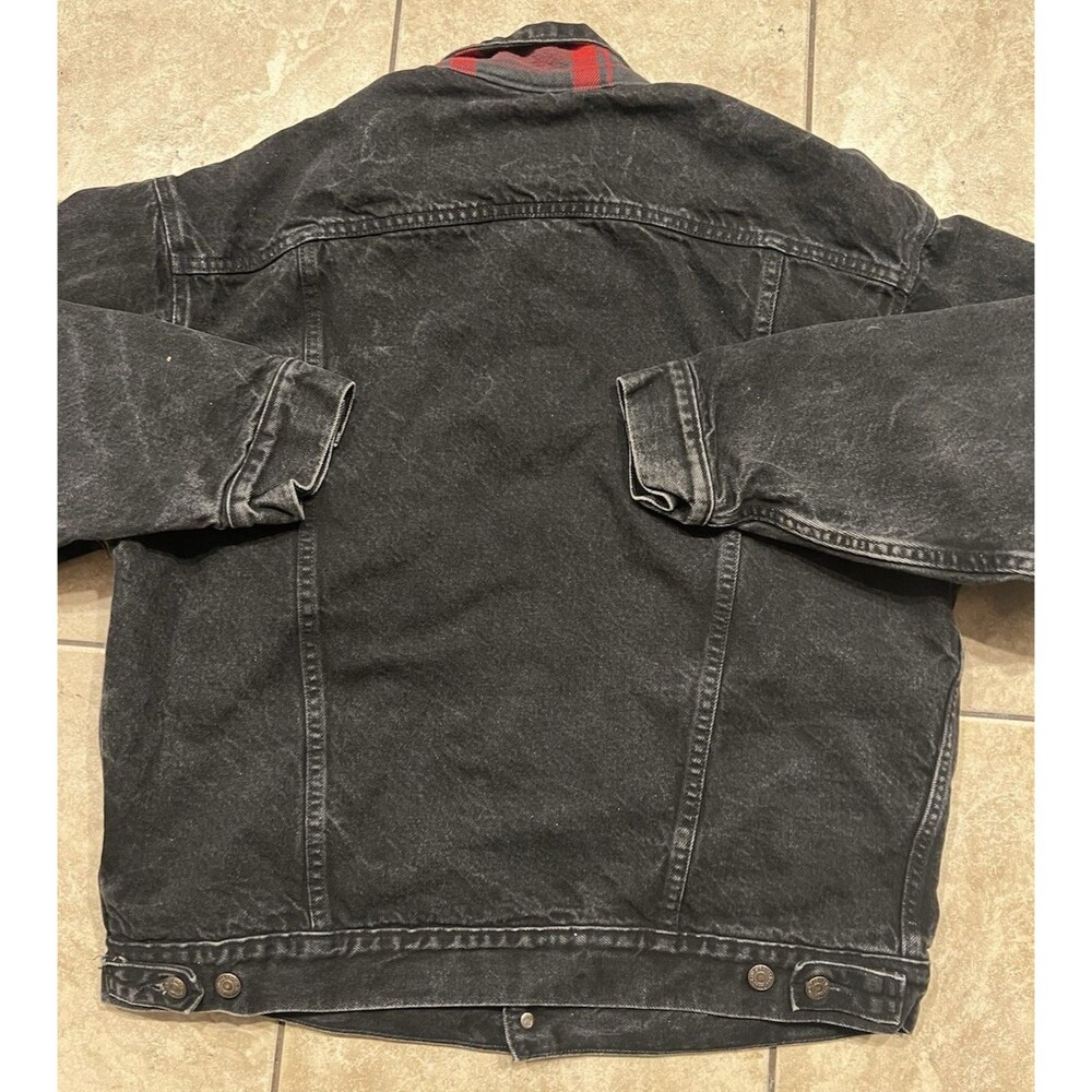 Levis Vintage Jacket Large Black Type 3 Denim 70427 Flannel Lined 1990s Rare - Picture 2 of 8